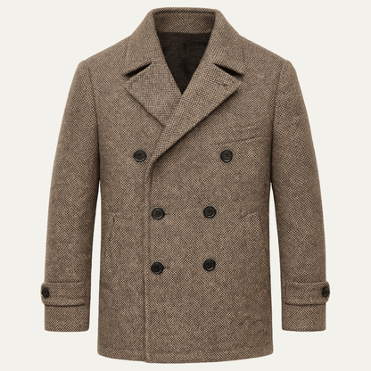 Classic Mens Wool Herringbone Brown Blazer Jacket - Nocini