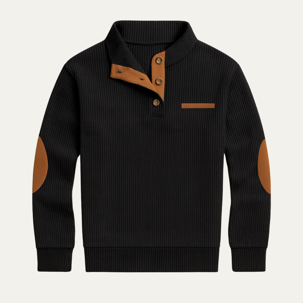 Classic Men's Corduroy Button Neck Patch Sweater - Nocini
