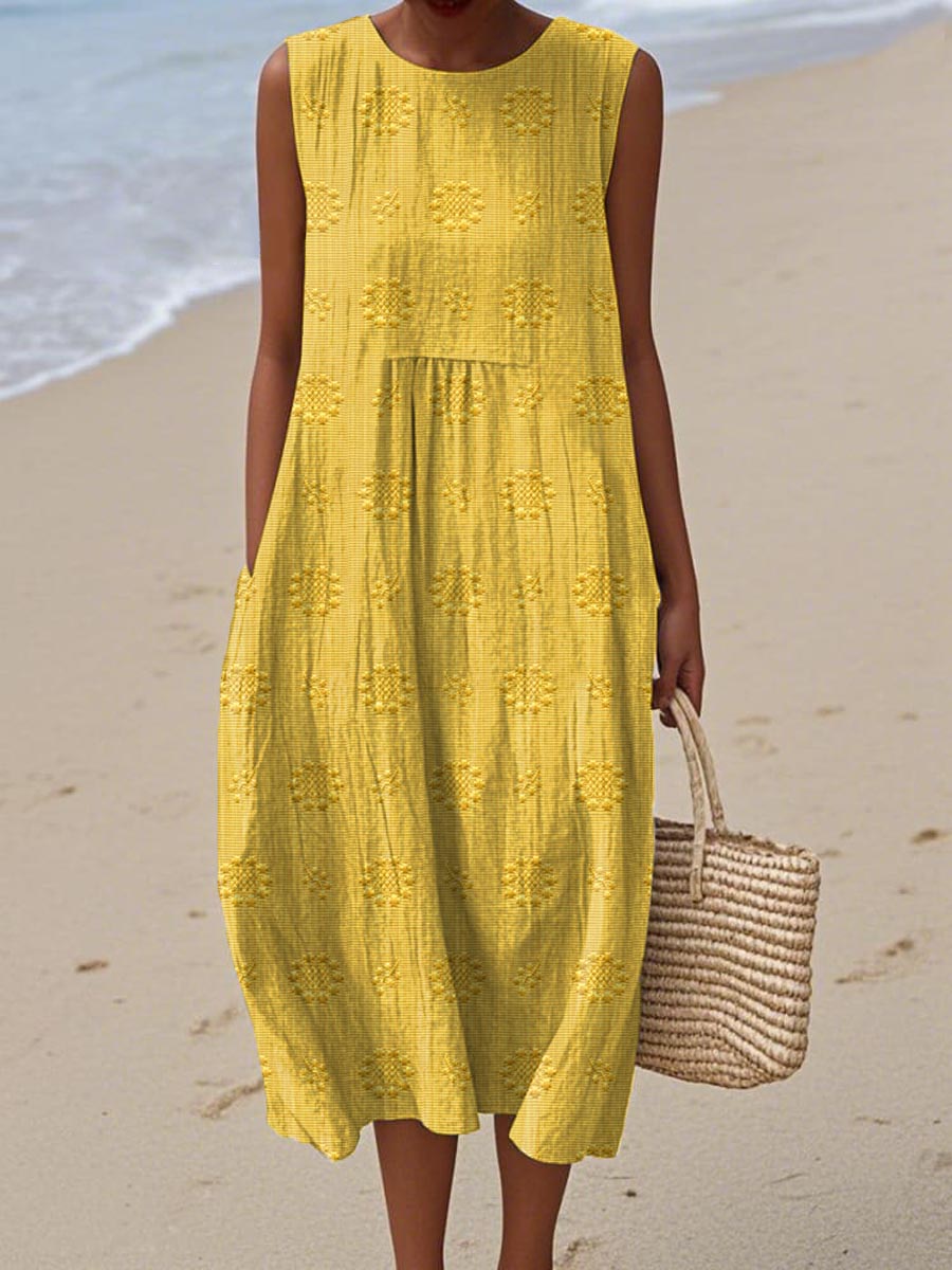 Floral Patterned Knee Length Dress