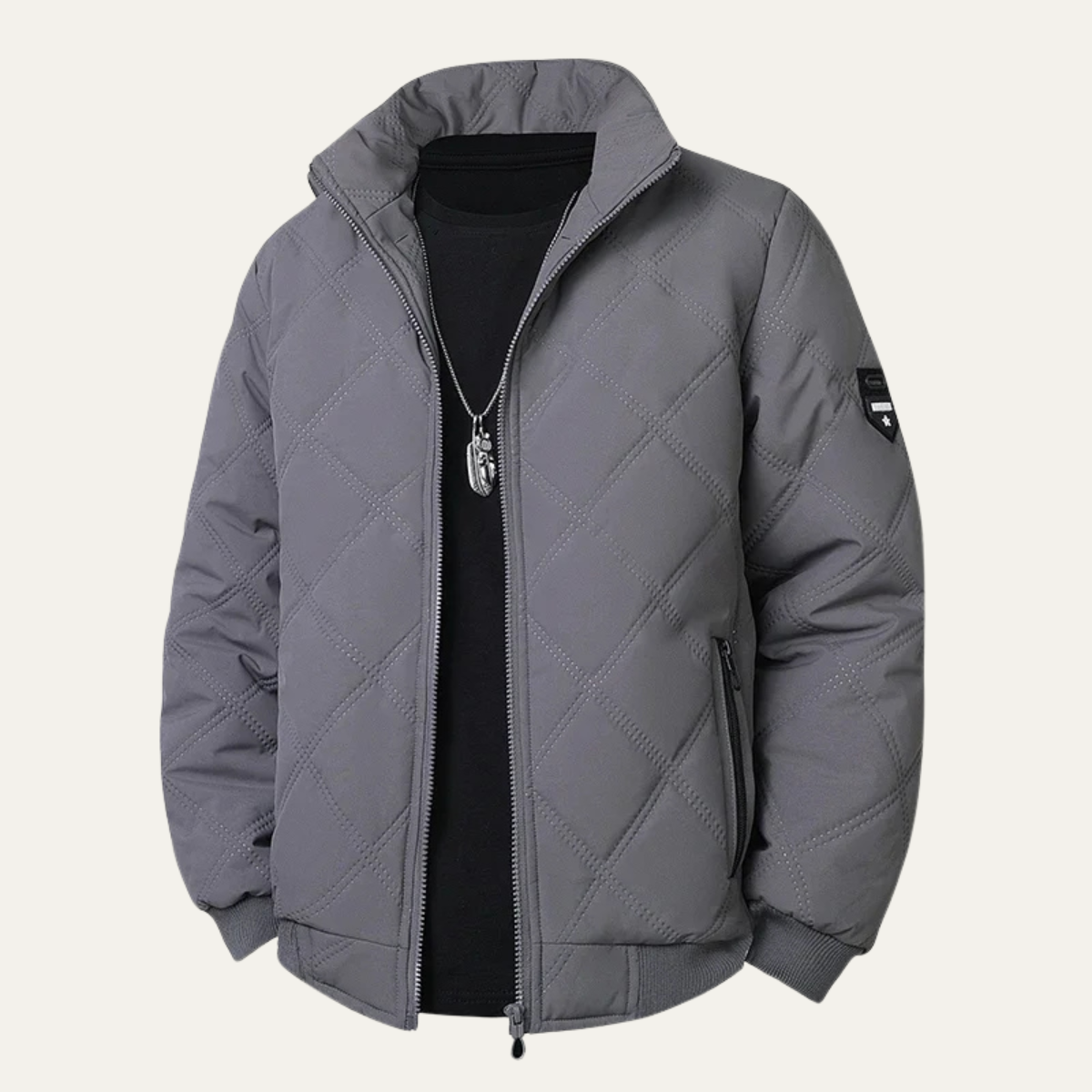 Thick Insulated Quilted Men's Winter Fleece Jacket