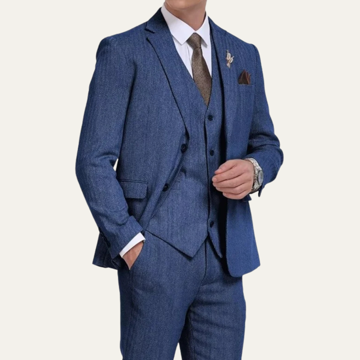 Classic Men's 3 Piece Tweed Suit – Slim Fit Vest Set