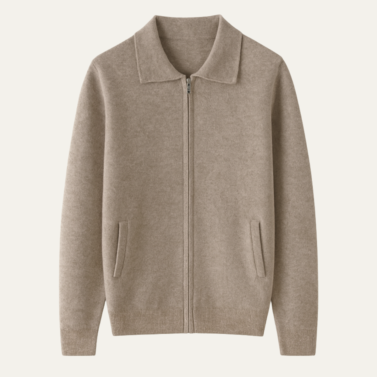 Classic Men's Wool Zip Up Cardigan Sweater - Nocini