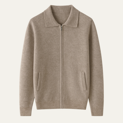 Classic Men's Wool Zip Up Cardigan Sweater - Nocini