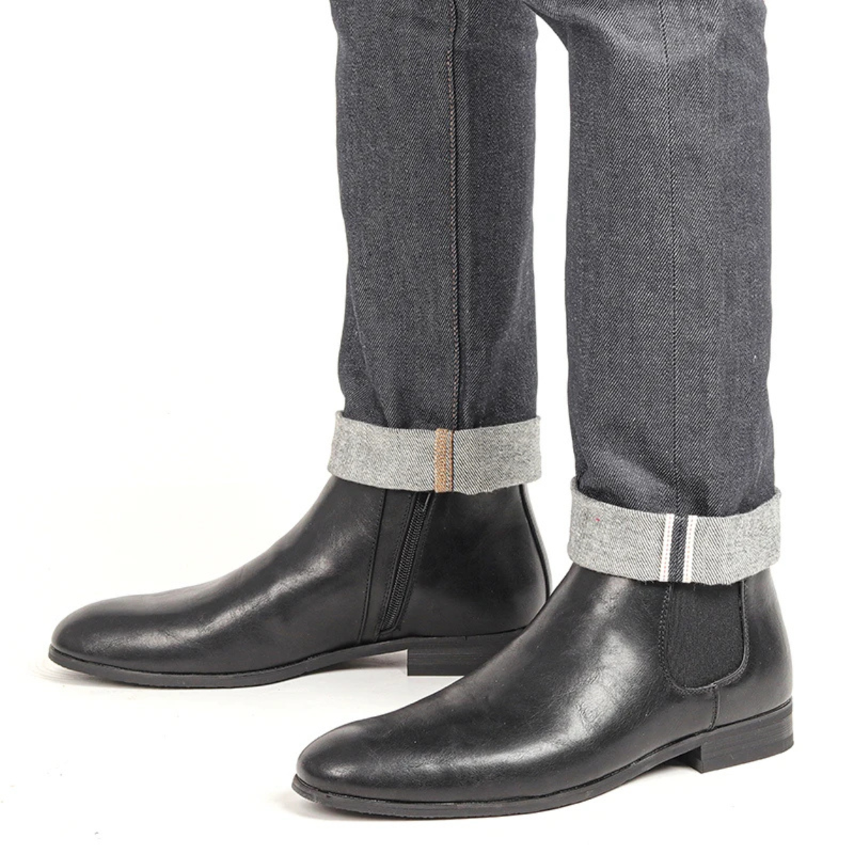 Classic Men's Leather Chelsea Ankle Boots with Stretch Sides