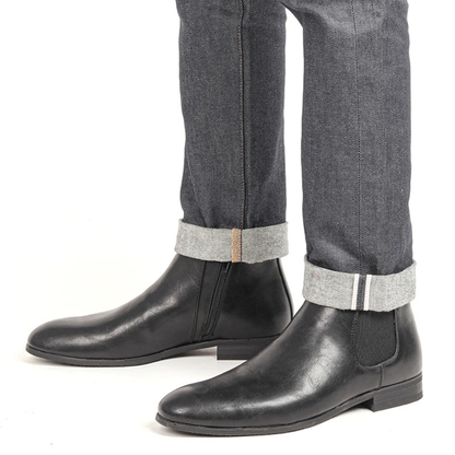 Classic Men's Leather Chelsea Ankle Boots with Stretch Sides