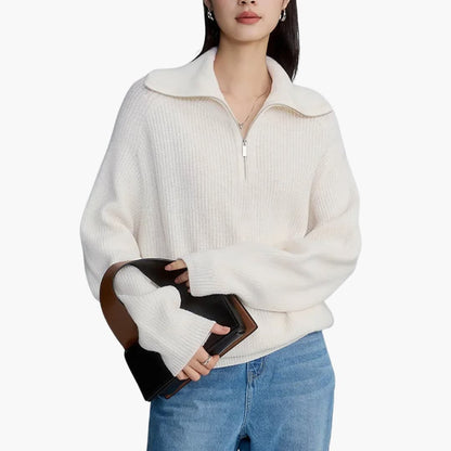 Women's Zip Up Ribbed Knit Sweater