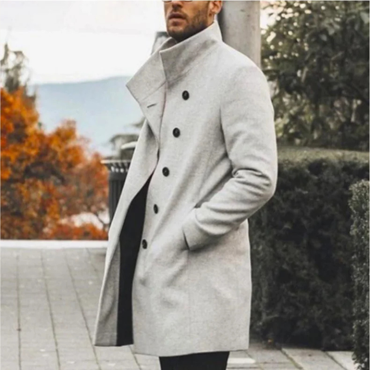 Warm Men's Wool Blend Winter Long Coat