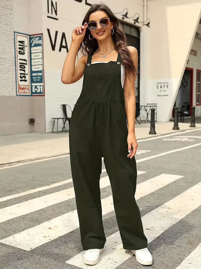 Relaxed Fit Women's Wide Leg Overalls - Nocini