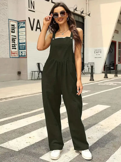 Relaxed Fit Women's Wide Leg Overalls - Nocini