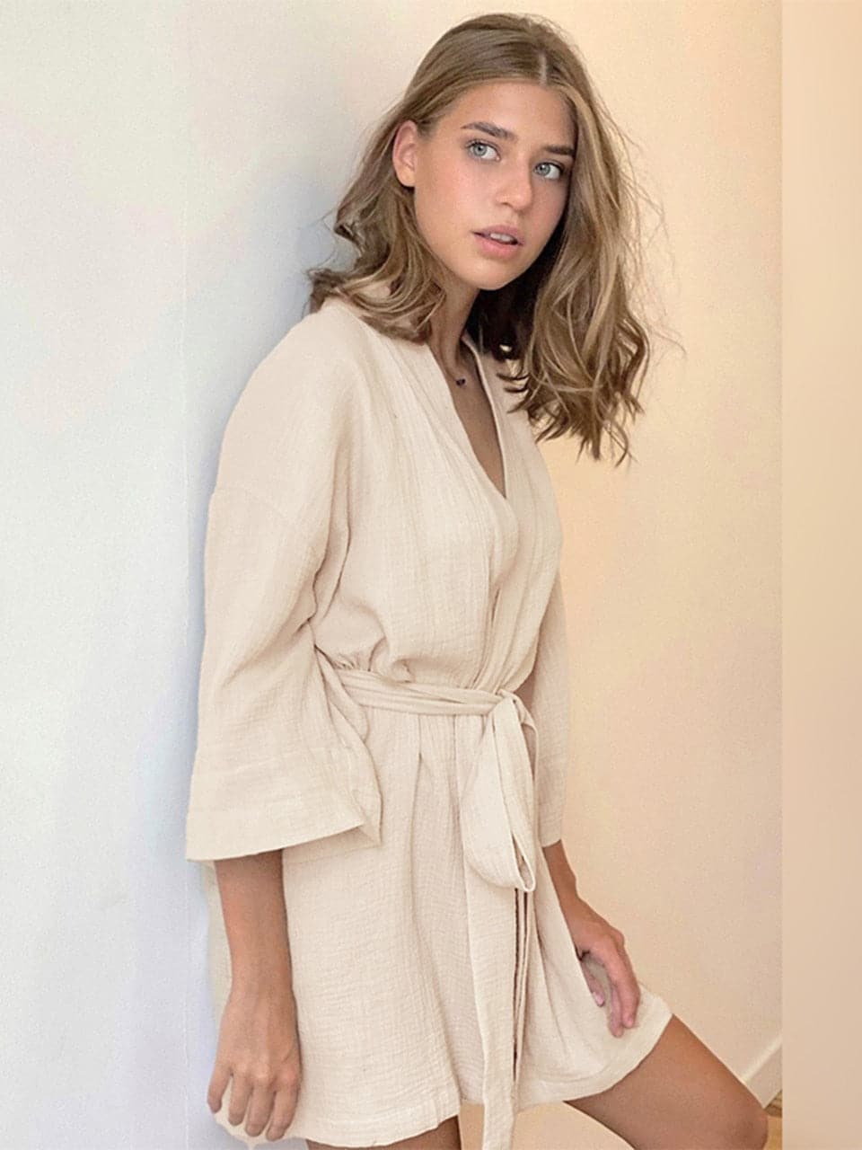 Elegant Long Sleeve Wrap Dress with Adjustable Belt - Nocini
