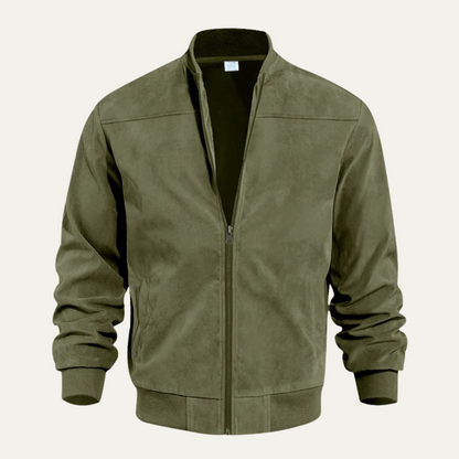 Classic Brown Leather Bomber Jacket for Men