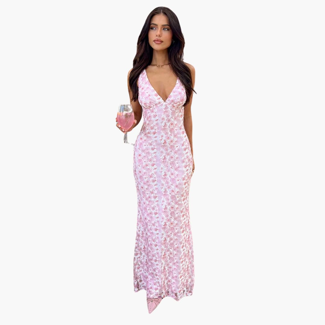 Chic V-Neck Maxi Dress for Women