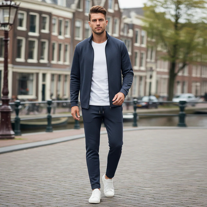 Slim Fit Men's Athletic Tracksuit Jacket and Pants