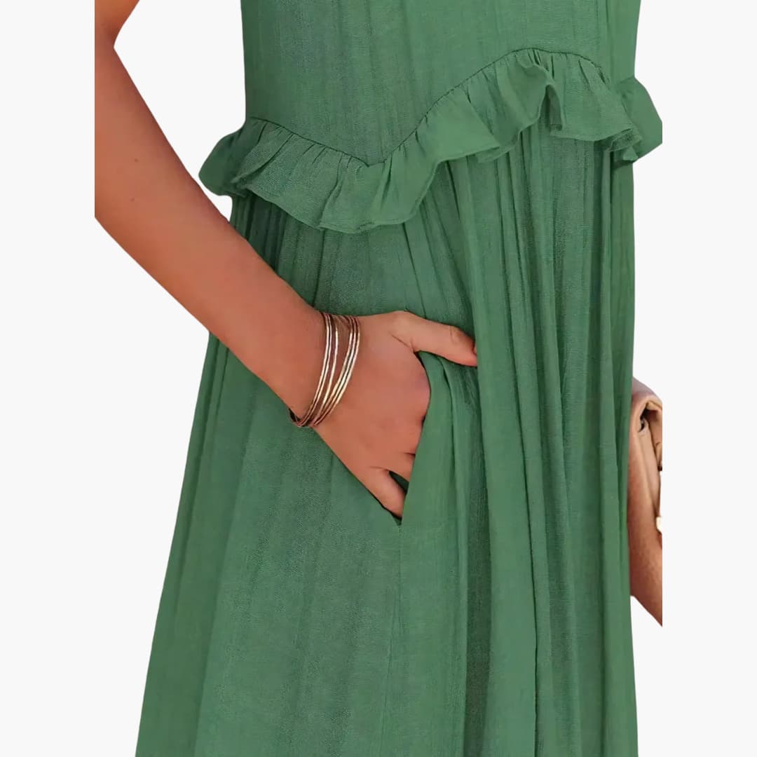 Flowy Long Dress for Women, Lightweight Ruffle Style