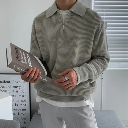 Cozy Mens Thick Cable Knit Half Zip Jumper