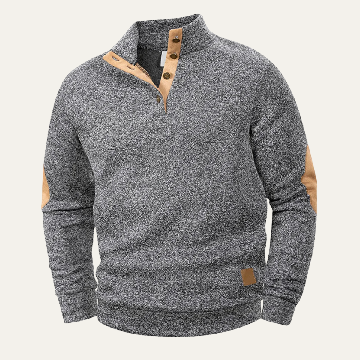 Classic Men's Fleece Sweater with Patched Elbows