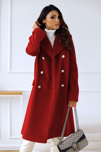 Classic Double Breasted Wool Blend Coat