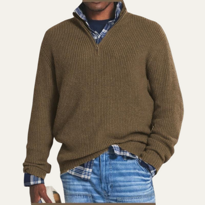 Warm Mens Merino Wool Half Zip Sweater