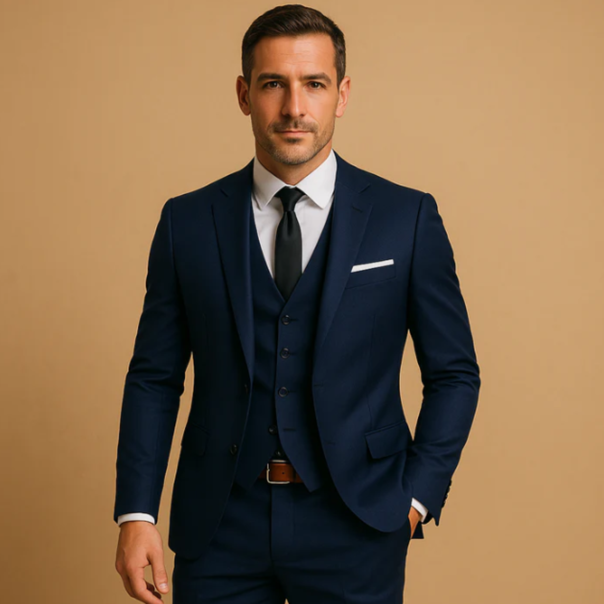 Classic Mens 3 Piece Slim Suit - Jacket, Vest & Pants