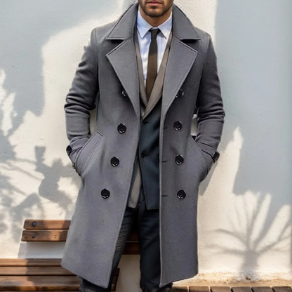 Classic Men's Long Wool Trench Coat