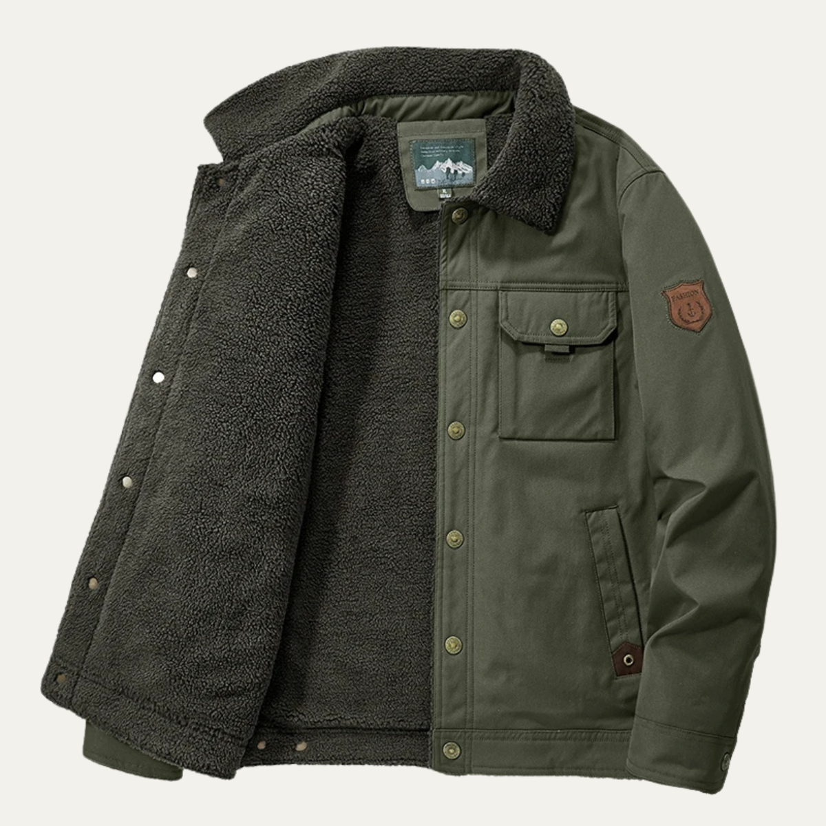 Warm Men's Fleece Lined Sherpa Coat Outdoor Jacket