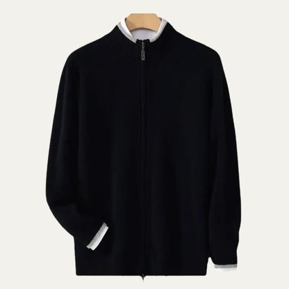 Cozy Men's Cashmere Zip Up Sweater