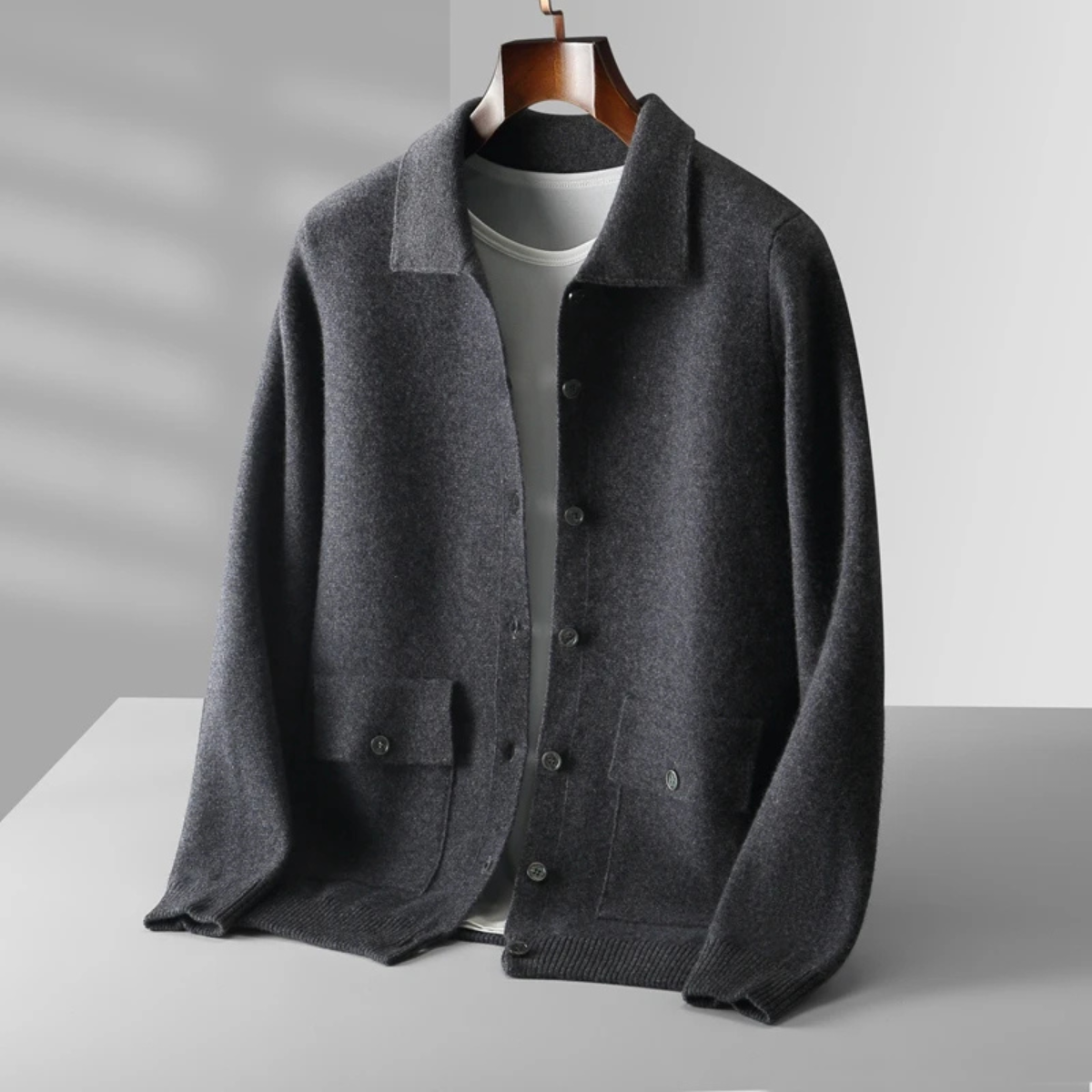 Soft Merino Wool Mens Knit Cardigan Sweater
