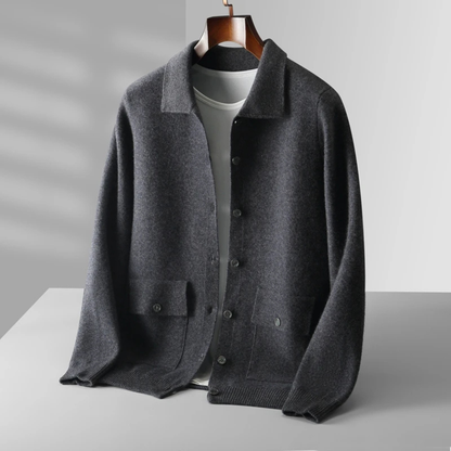 Soft Merino Wool Mens Knit Cardigan Sweater