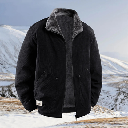 Warm Mens Corduroy Fleece Winter Coat Jacket