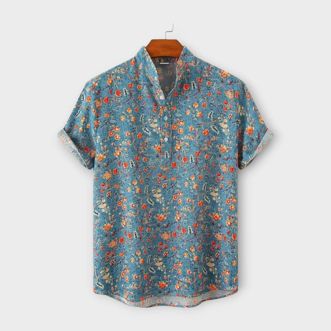 Casual Short Sleeve Floral Button Shirt - Nocini