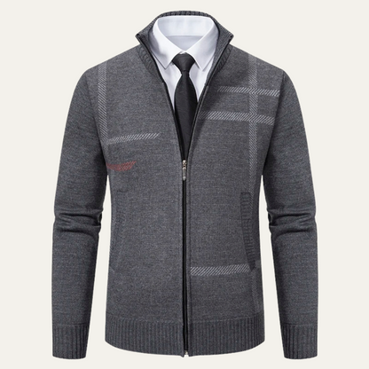 Warm Crew Neck Men's Zip Cardigan Sweater - Nocini