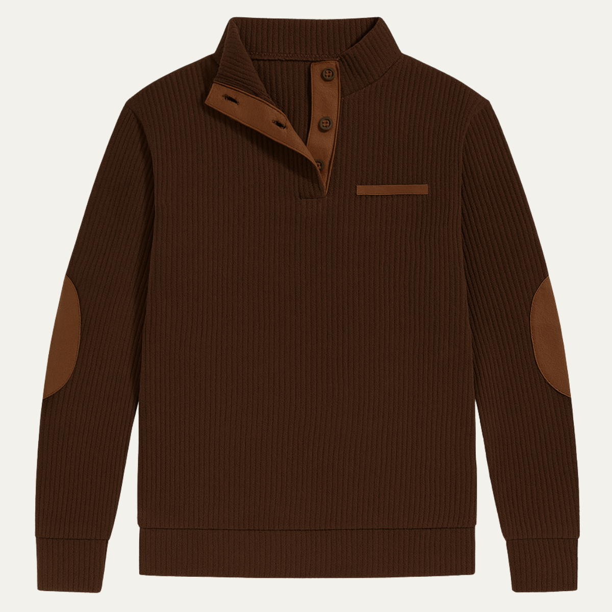 Classic Men's Corduroy Button Sweater with Patches - Nocini