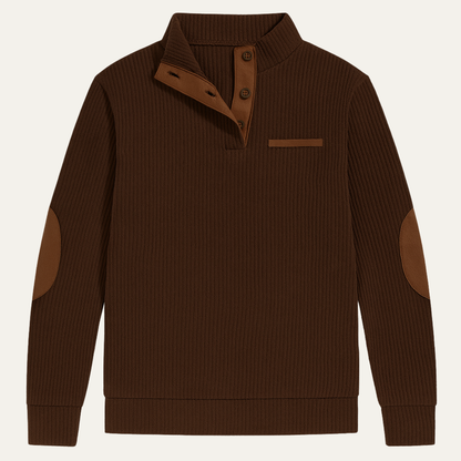 Classic Men's Corduroy Button Sweater with Patches - Nocini