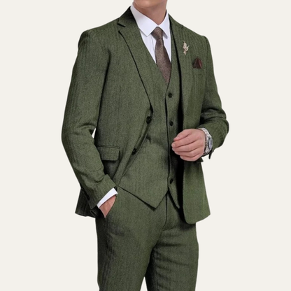 Classic Men's 3 Piece Tweed Suit – Slim Fit Vest Set