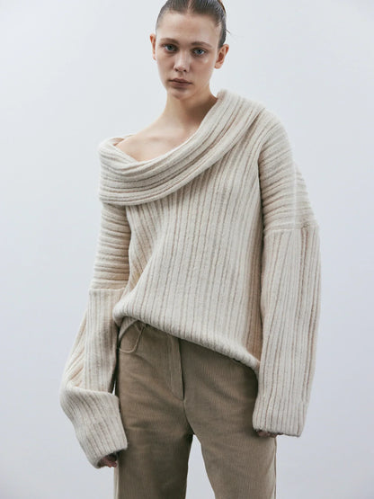 Soft Oversized Women's Off Shoulder Knit Sweater - Nocini