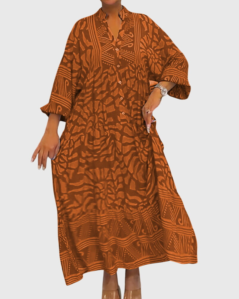Elegant Long Dress with Bright Floral Pattern