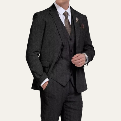 Classic Men's 3 Piece Tweed Suit – Slim Fit Vest Set