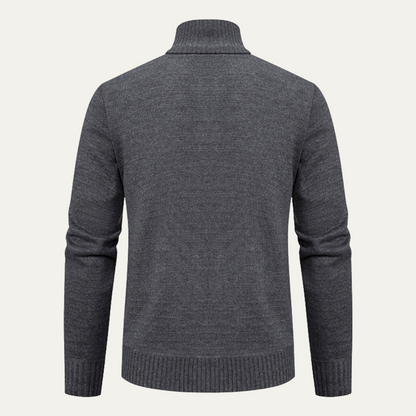 Warm Crew Neck Men's Zip Cardigan Sweater