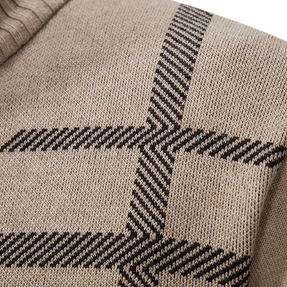 Warm Crew Neck Men's Zip Cardigan Sweater