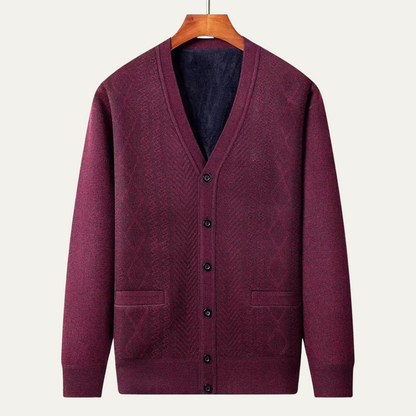 Traditional Men's Crew Neck Knit Cardigan