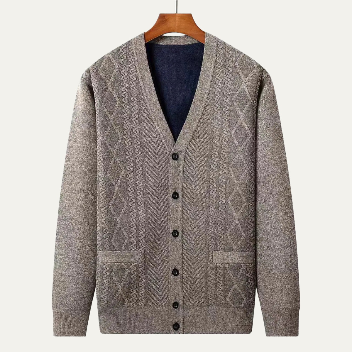 Traditional Men's Crew Neck Knit Cardigan