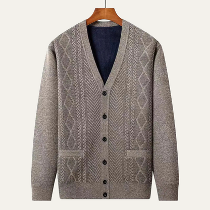 Traditional Men's Crew Neck Knit Cardigan