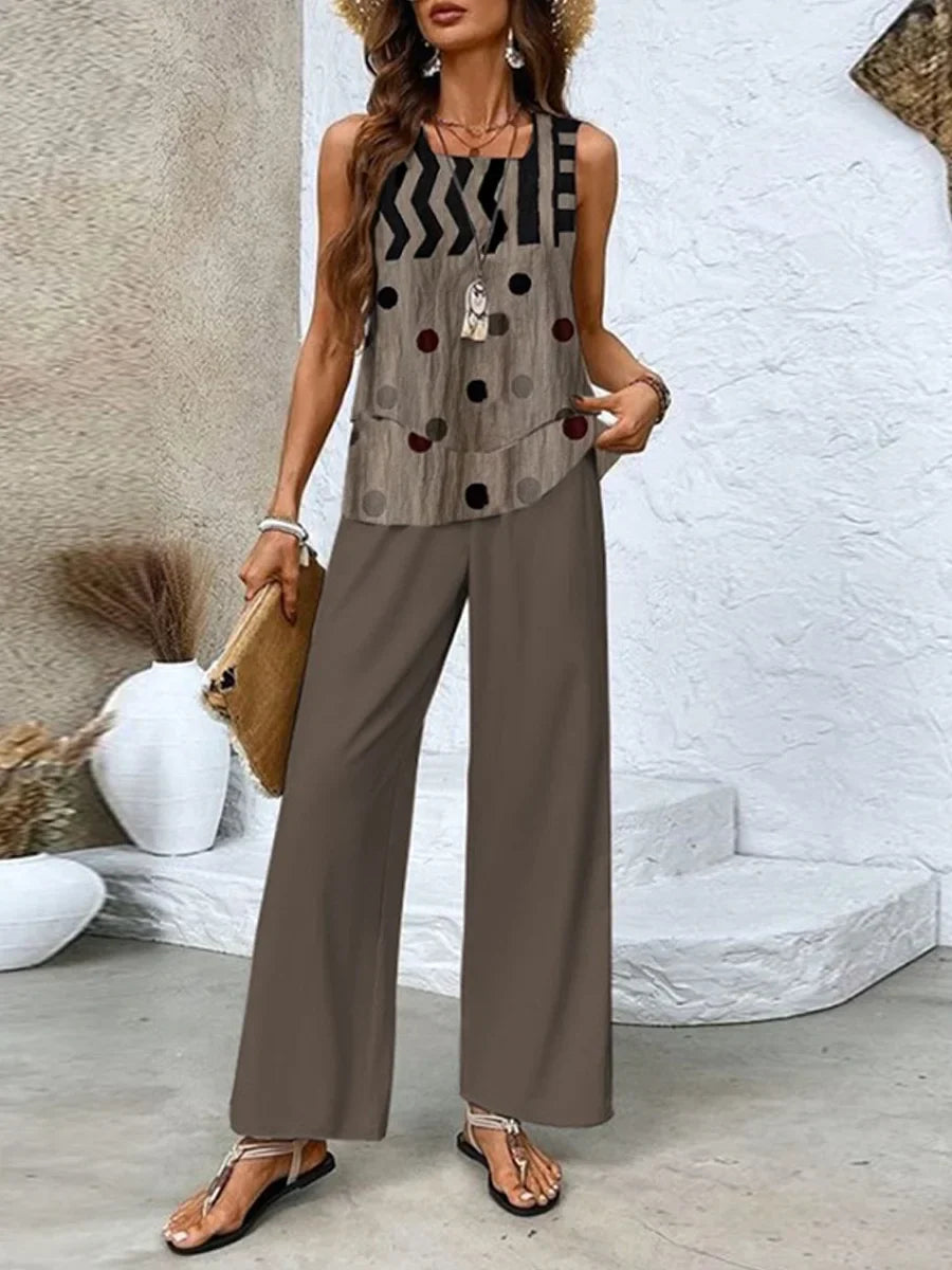 Ladies' 2 Piece Set - Tank Top and Loose Fit Pants - Nocini