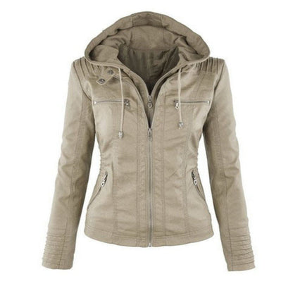 Chic Ladies Summer Leather Jacket Thin Design