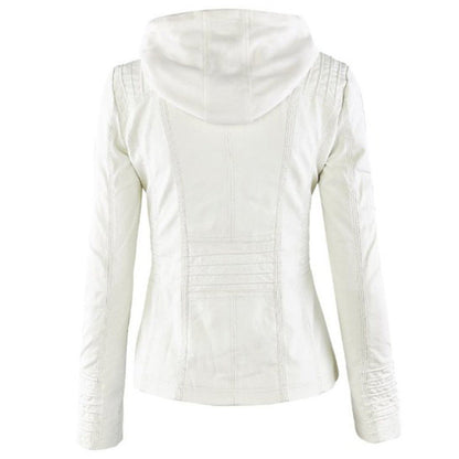 Chic Ladies Summer Leather Jacket Thin Design