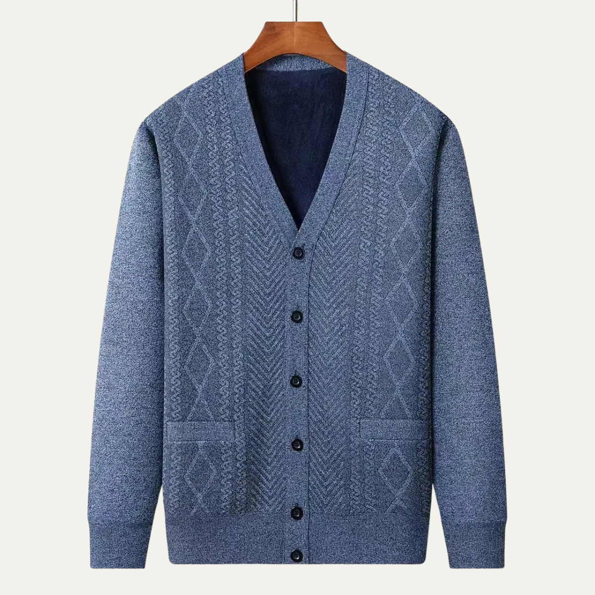 Traditional Men's Crew Neck Knit Cardigan
