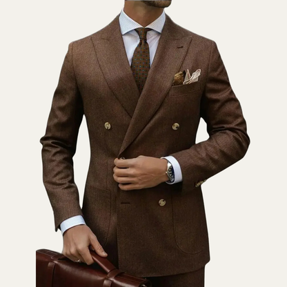 Classic 2 Piece Brown Slim Fit Mens Suit