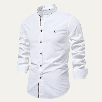 Relaxed Fit Men's Cotton Linen Dress Shirt