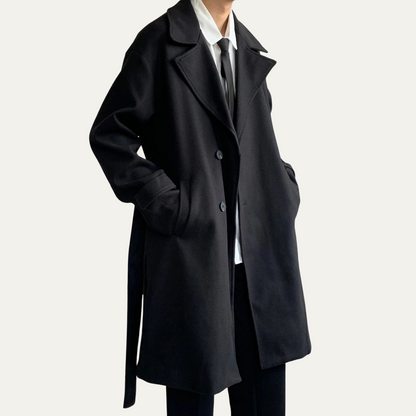 Classic Men's Camel Overcoat with Adjustable Belt