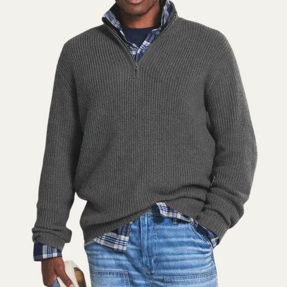 Warm Mens Merino Wool Half Zip Sweater